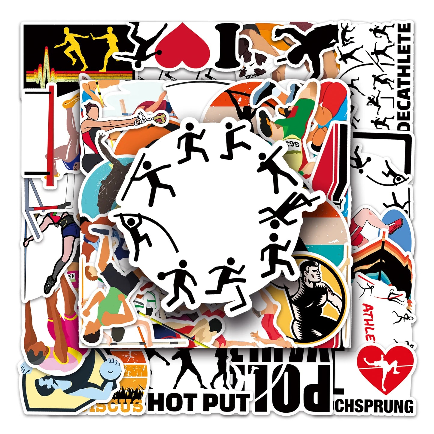 50Pcs Track Field Sports Cartoon Waterproof Vinyl Stickers Skateboard Snowboard