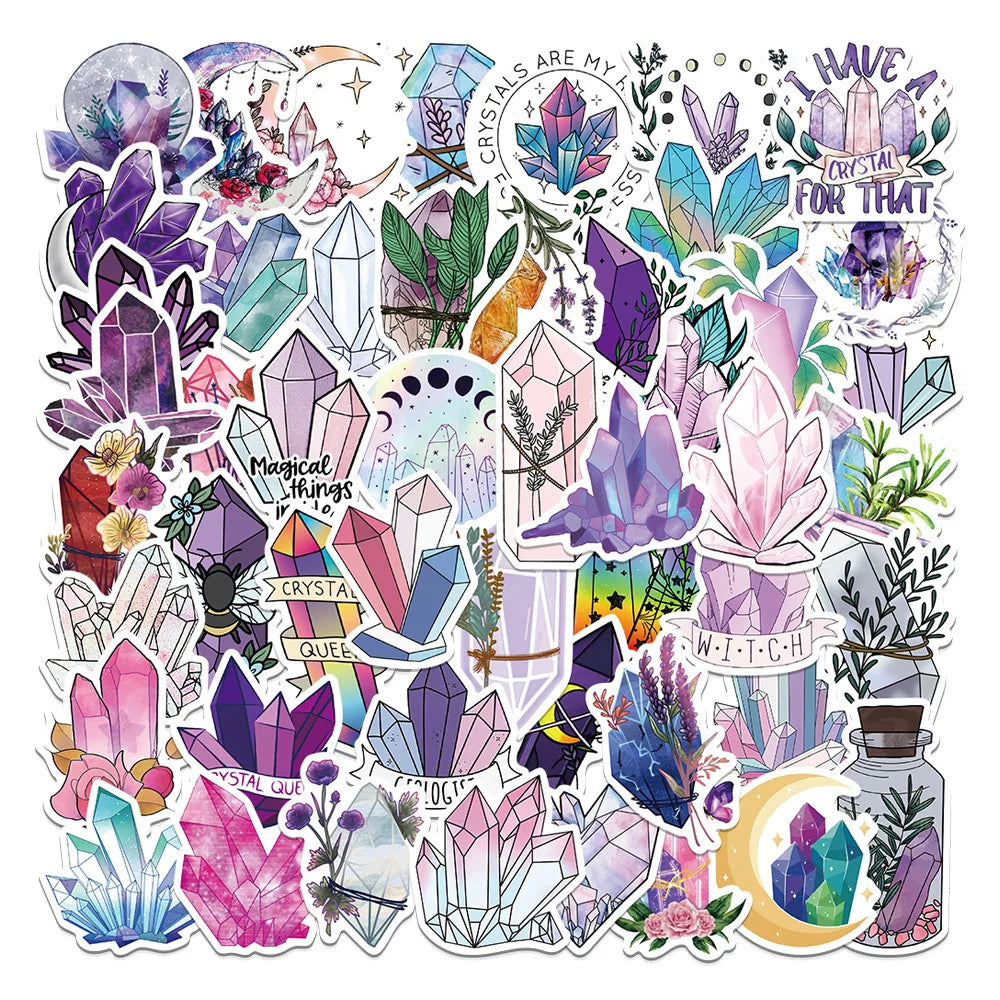 50pcs Cartoon Crystal Graffiti Stickers for Helmets, Walls, DIY Decoration Wholesale