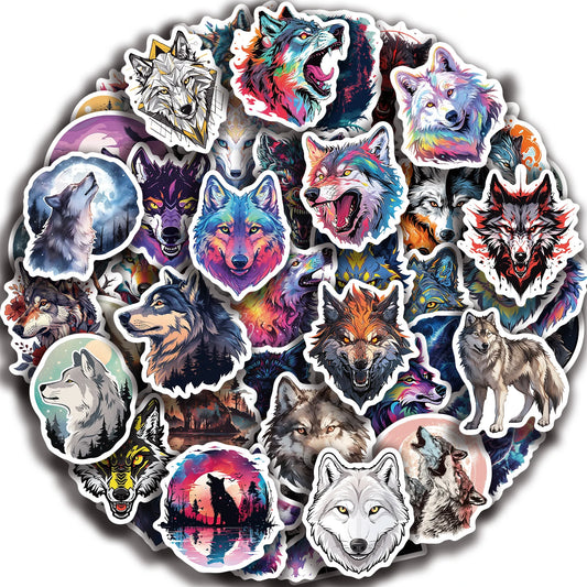 50pcs Wolf Stickers: Waterproof, Cool, Dark Animal Decals
