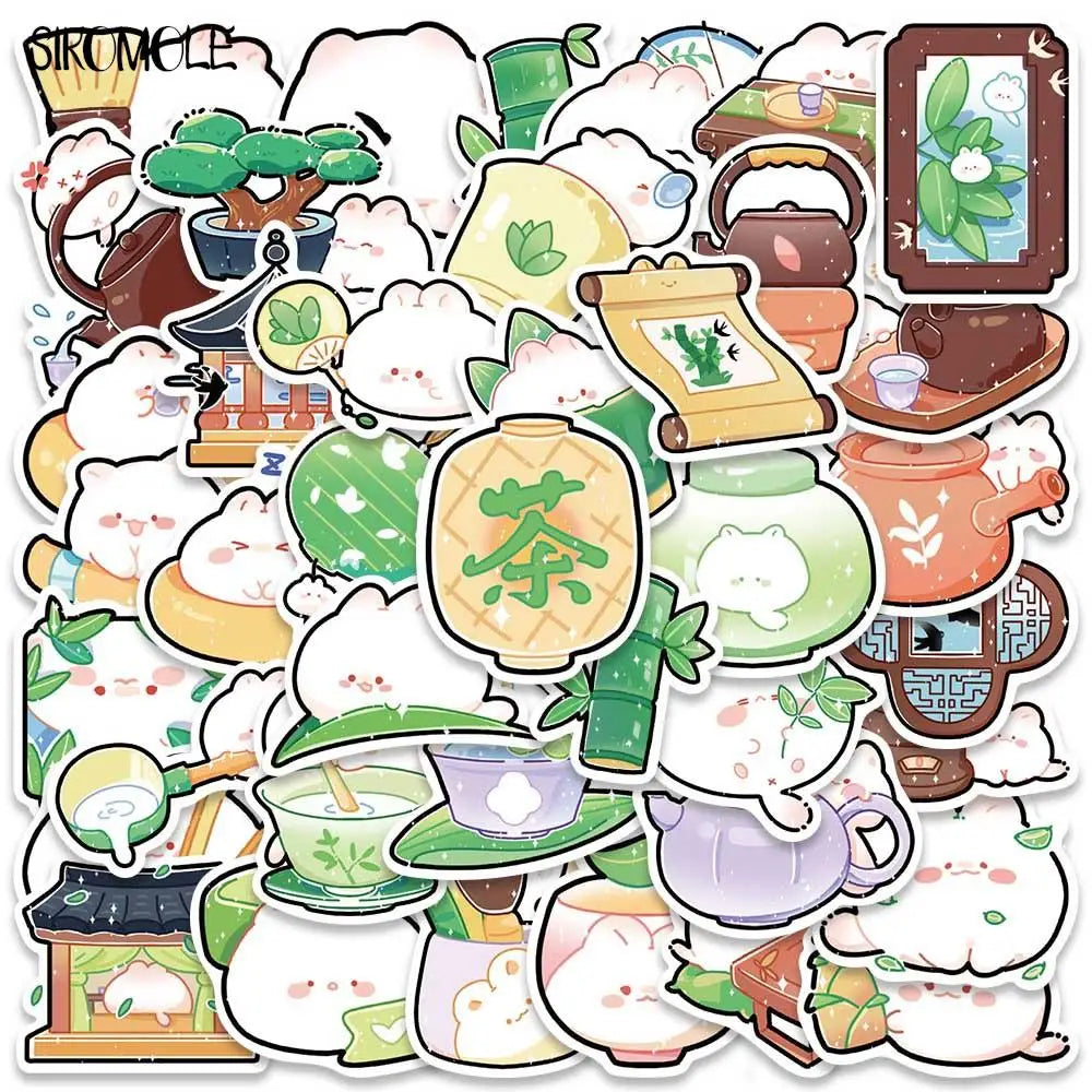 Bamboo Forest Cartoon Stickers for Kids - Laptop, Skateboard, Suitcase Decals