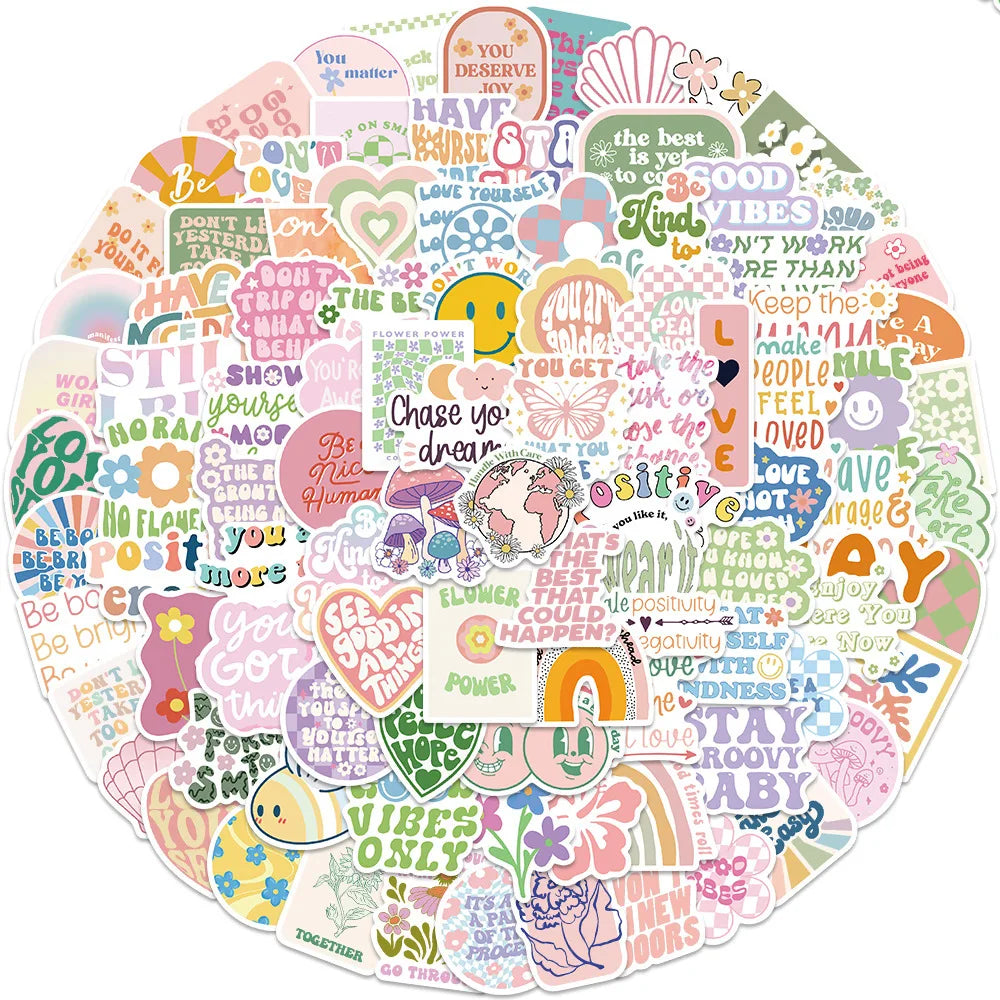 10/30/50/100PCS Cute Girls Danish Pink Inspirational Stickers Ins Cartoon Decal Toy DIY Phone Motorcycle Bike Guitar Car Sticker
