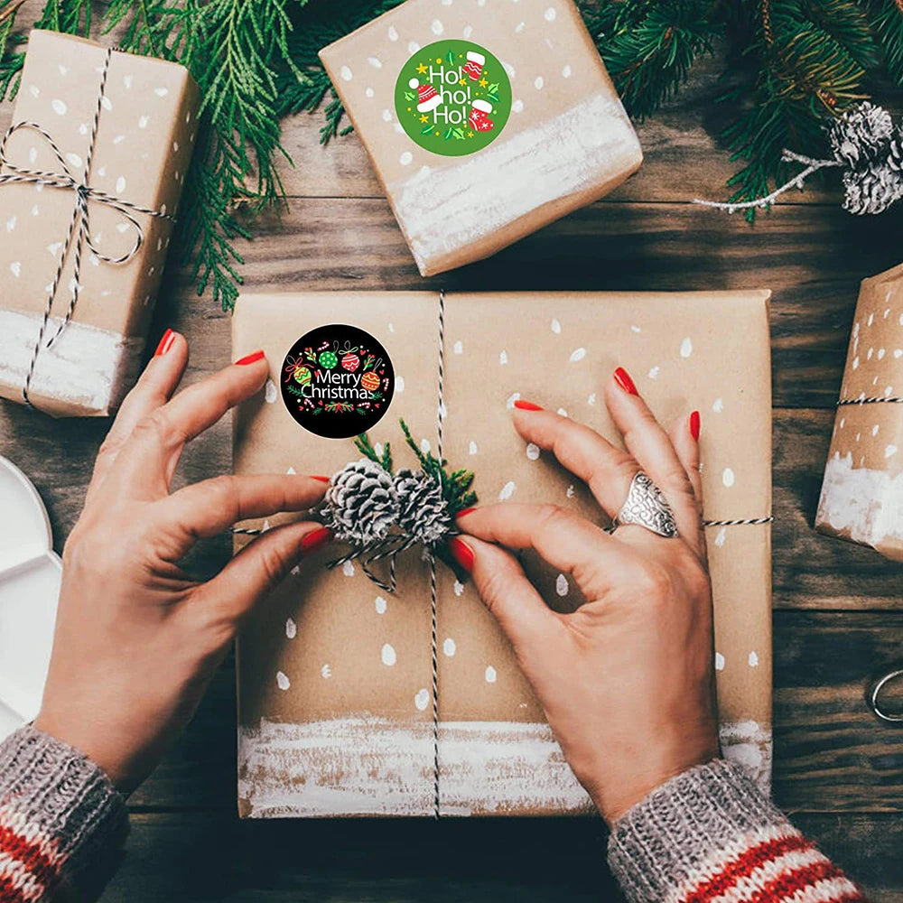100-500Pcs Christmas Tree Candy Stickers 1inch Christmas Holiday Decor Sealing Label for Small Business Packaging Gift Decor