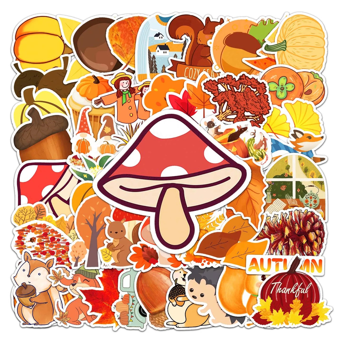 50Pcs Autumn Cartoon Waterproof Vinyl Stickers for Skateboard Snowboard