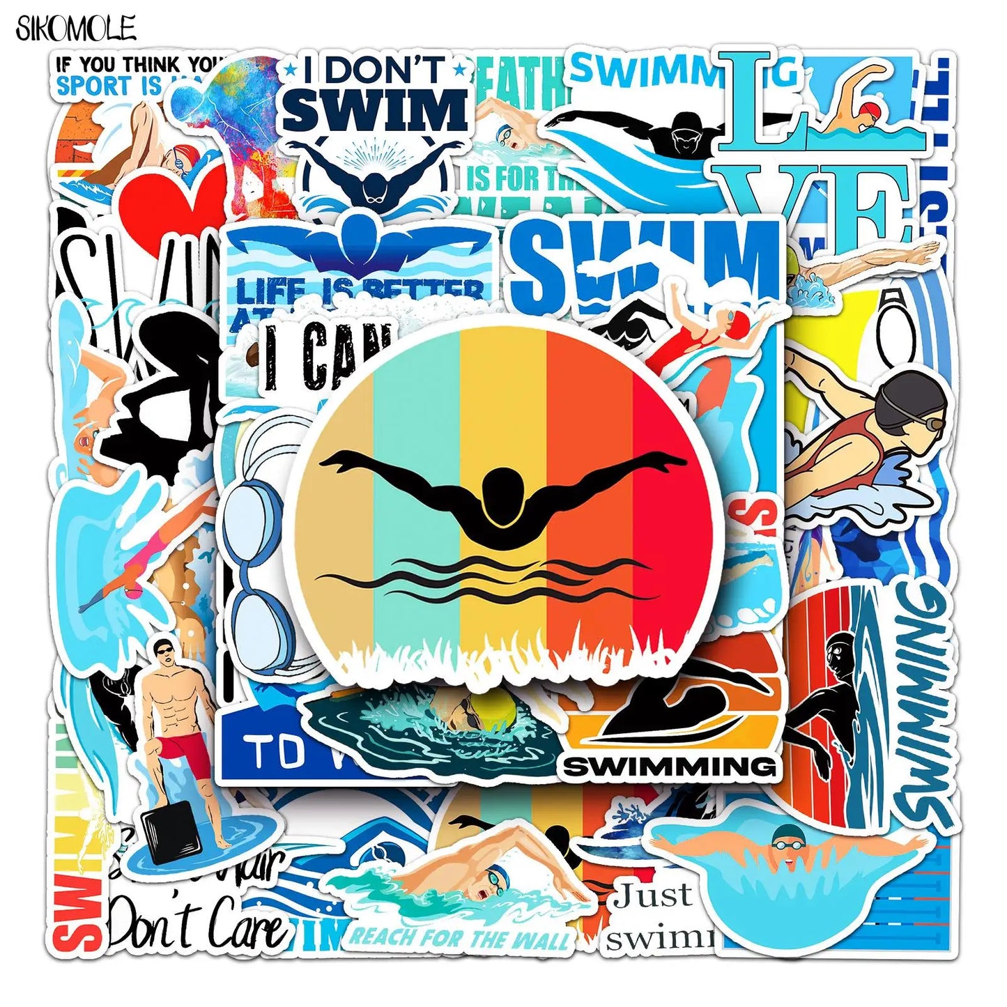 Swimming Graffiti Stickers 10/30/50pcs DIY Kids Gift Laptop Skateboard Phone Guitar Decals