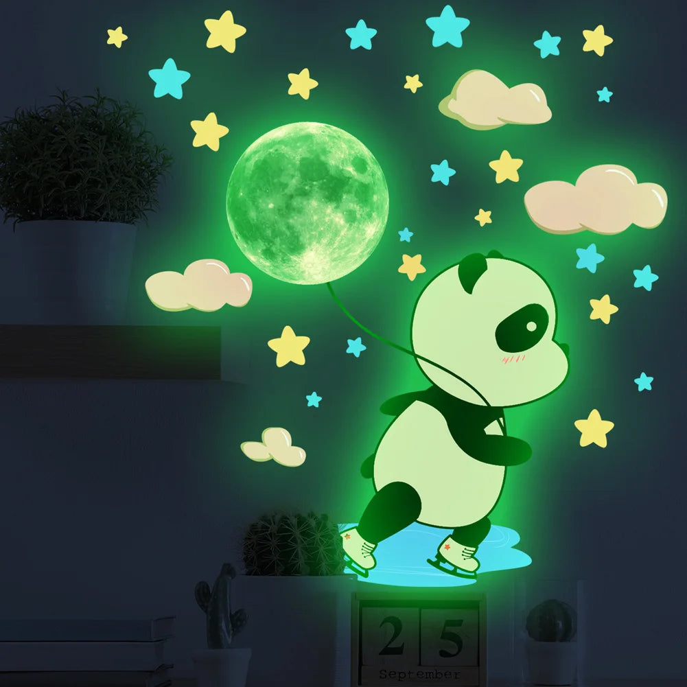 Glow in the Dark Panda Wall Stickers for Kids Room Decor
