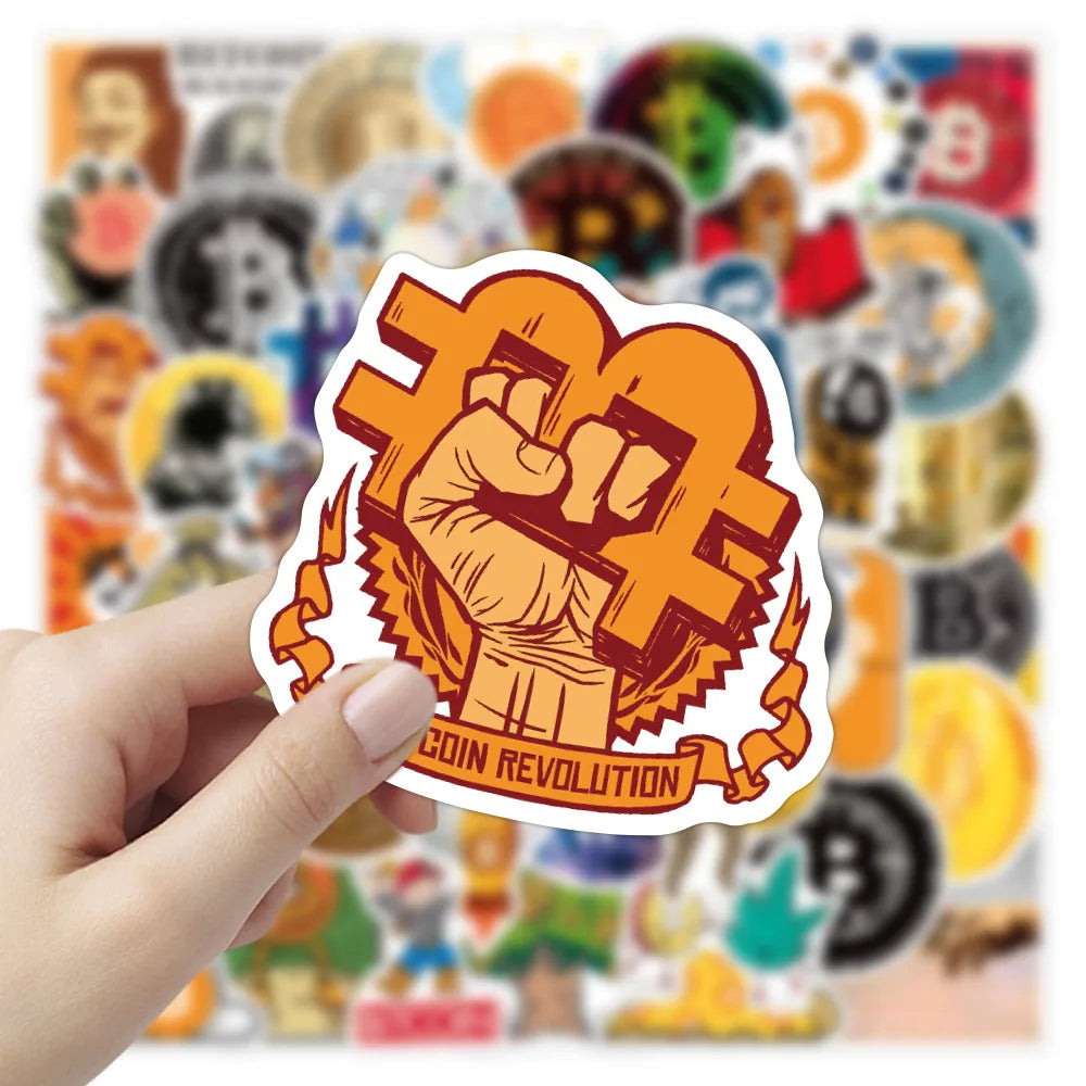 50Pcs Funny Bitcoin/Dogecoin Commemorative coin Stickers For Motorcycle Notebook Computer Car Children's Toys Decal