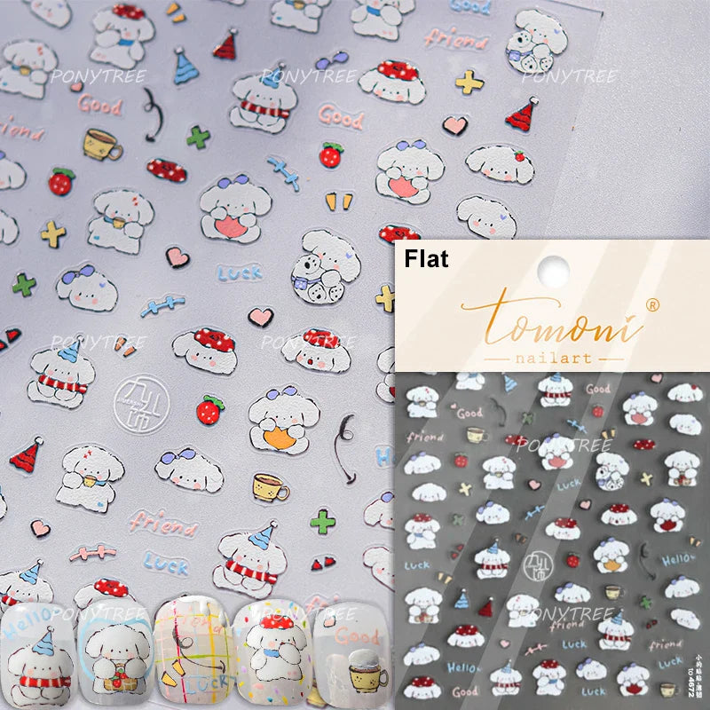 5D Nail Art Stickers: Cat, Snowman, Rhinestone Decals