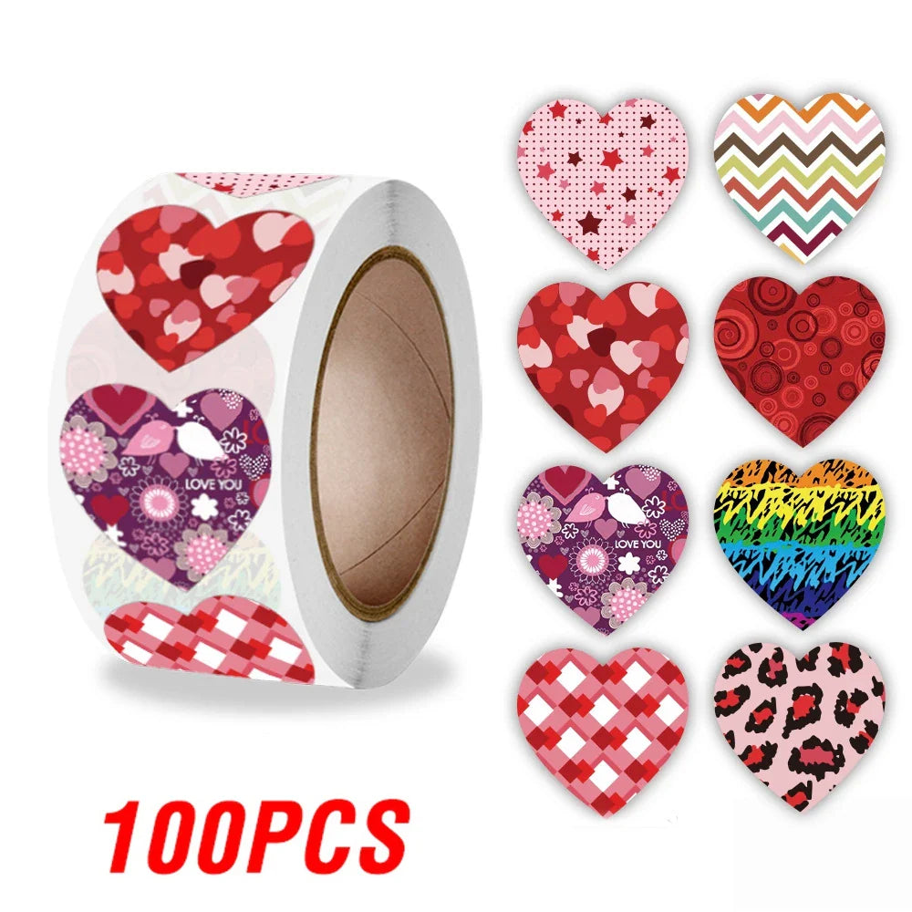 Valentine Heart Stickers: Thank You Gift Box Labels