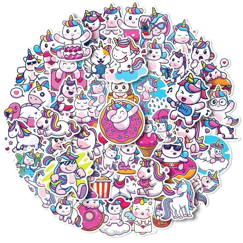 Unicorn Star Stickers Decals for Water Bottle, Suitcase, Laptop, Phone, Car, Skateboard, Motorcycle - 10/25/50pcs