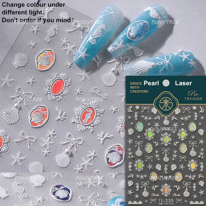 Ocean Nail Art Stickers: Mermaid, Dolphin, Starfish, More