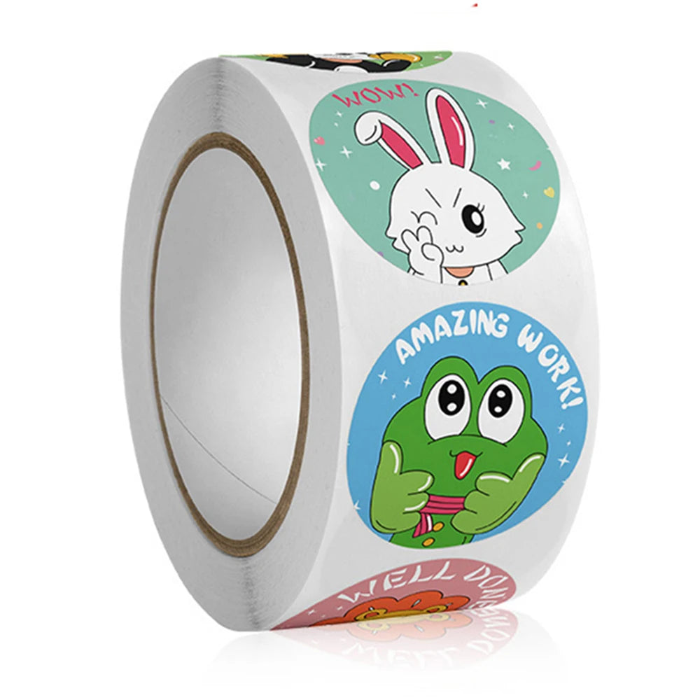 100-500pcs Kids Cute Animals Round Reward stickers for Children Teaching Toy Gift Card Party Packaging Wrapping Labels