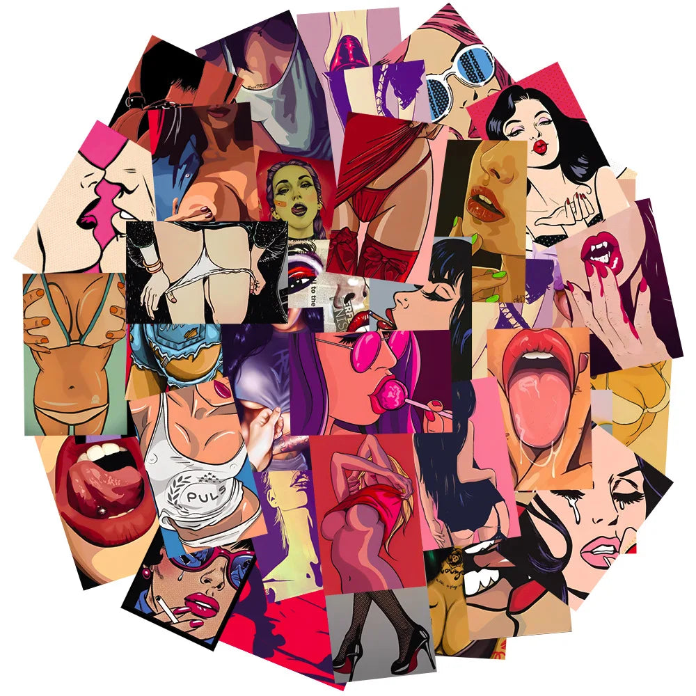 10/30/50PCS Anime Hentai Sexy Beauty Girls Stickers Graffiti PVC Waterproof Motorcycle Laptop Guitar Phone Bike Decals DIY Toys