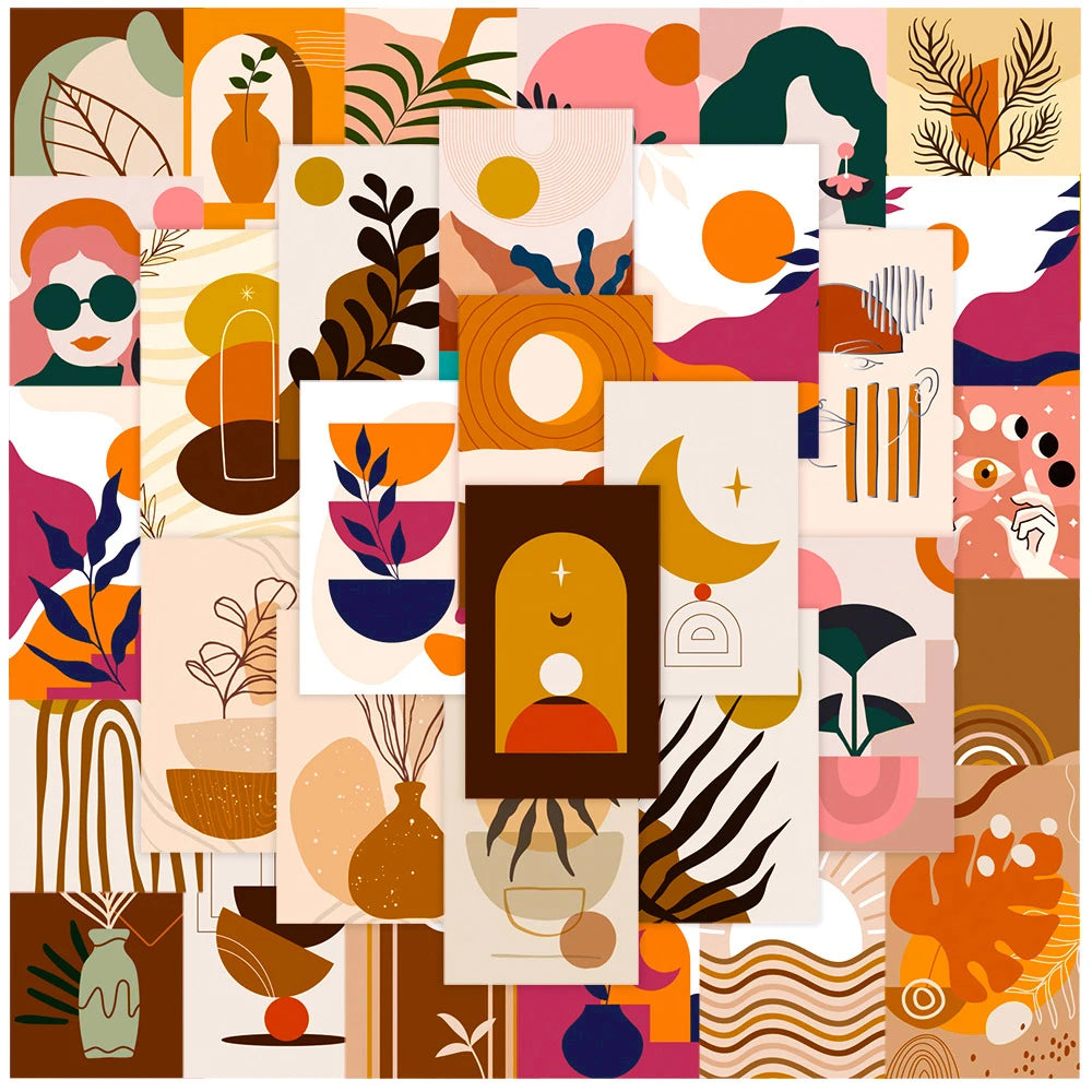 Vintage Boho Art Stickers: Aesthetic Decals for Scrapbook, Laptop, Phone, Car, Bike, Kids - 10/30/50pcs