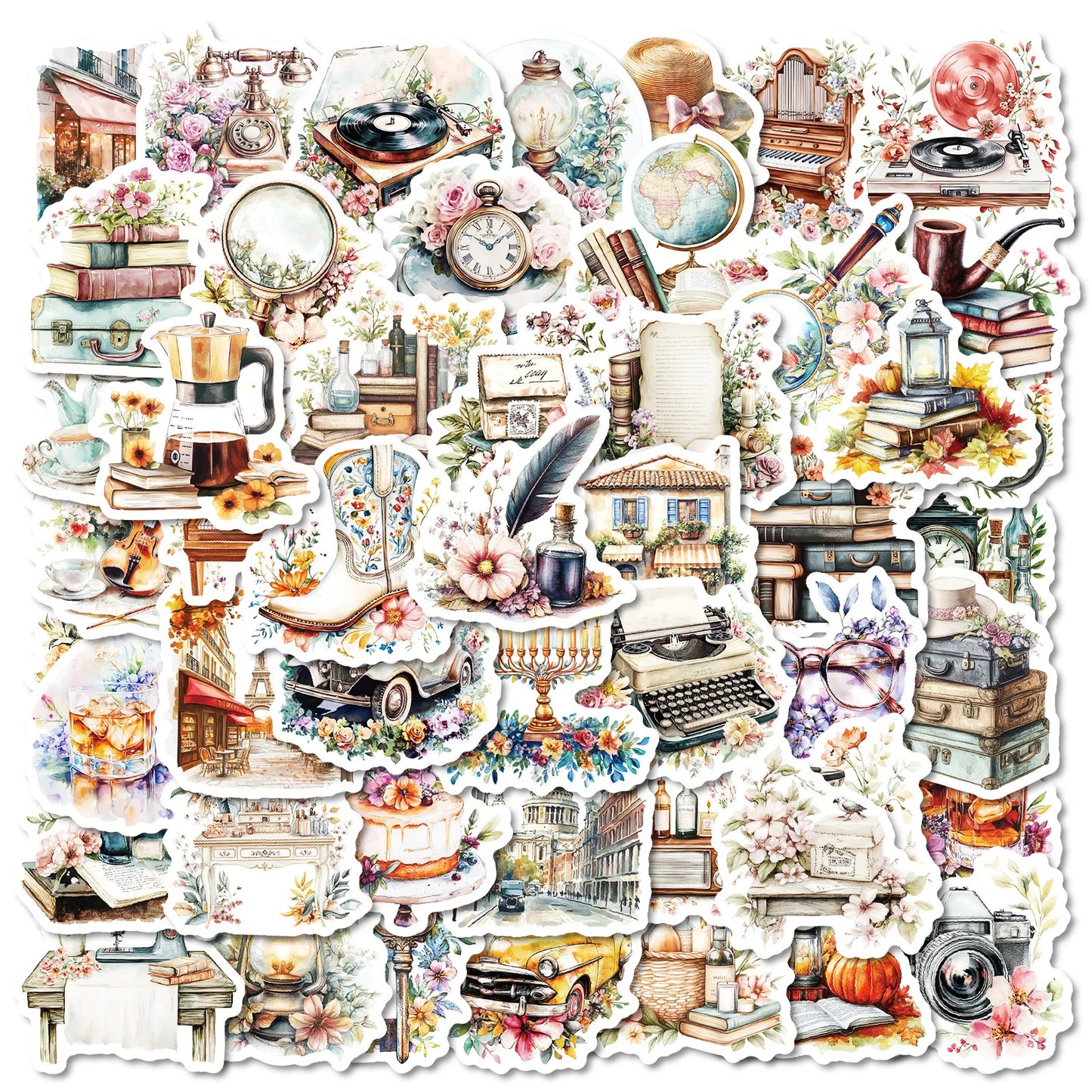 50Pcs Flower Graffiti Stickers for Helmet, Wall, Desktop Decoration