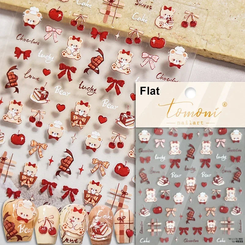 Dog Christmas Nail Art Stickers: Bowknot, Cake, Cherry