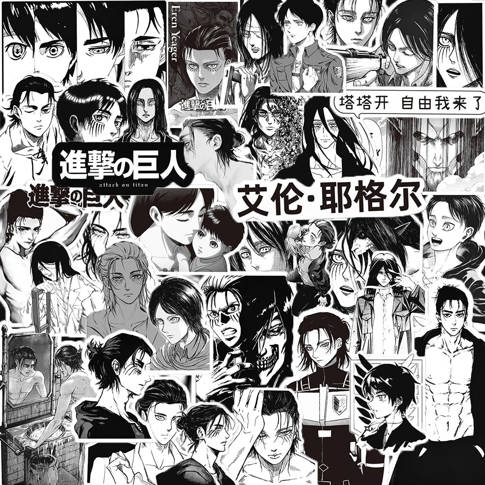 Attack On Titan Anime Stickers - Waterproof Decals for Laptop, Phone, Car, Bike, Toy (10/30/66pcs)