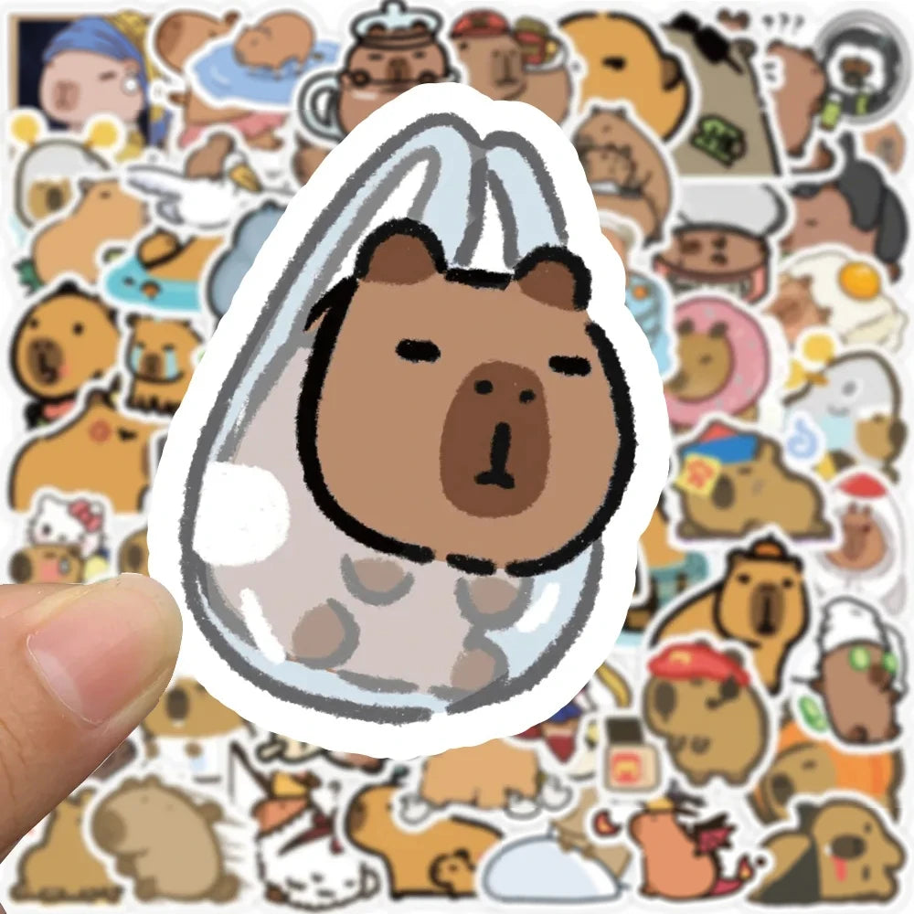 Capybara Cartoon Animal Stickers - 10/30/50/100pcs for Laptop, Fridge, Notebook, Diary, Kids Toys