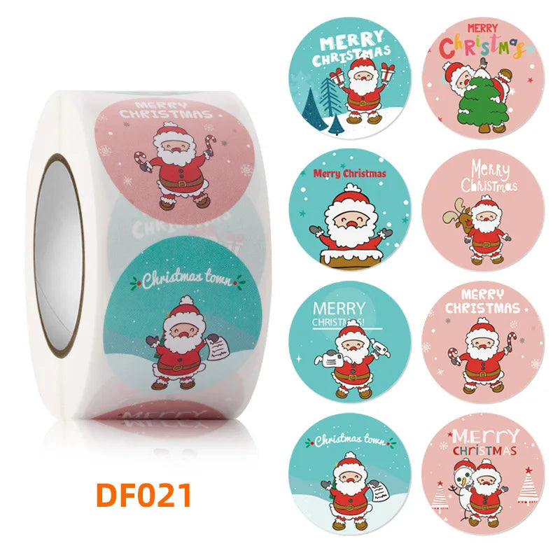 3.8cm Merry Christmas Elk Snowman Gingerbread Waterproof Stickers 100-500 Pcs