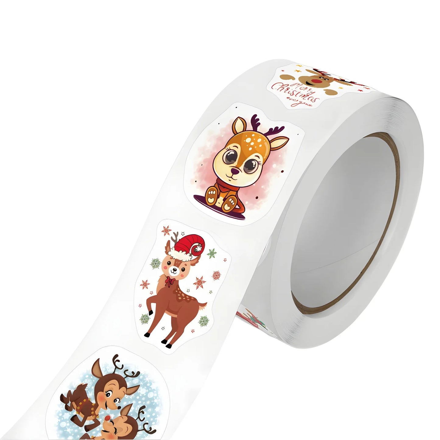 500pcs/Roll Christmas Reindeer Festival Cartoon Sealing Sticker DIY PVC Laptop Decals Decoration Stiker Reward Gift Toys