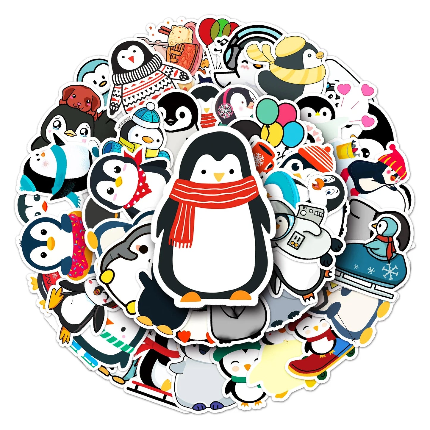 50Pcs Penguin Cartoon Waterproof Vinyl Stickers for Skateboard Snowboard