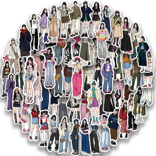 65pcs Mocha Girl Stickers for Laptop & Scrapbooking