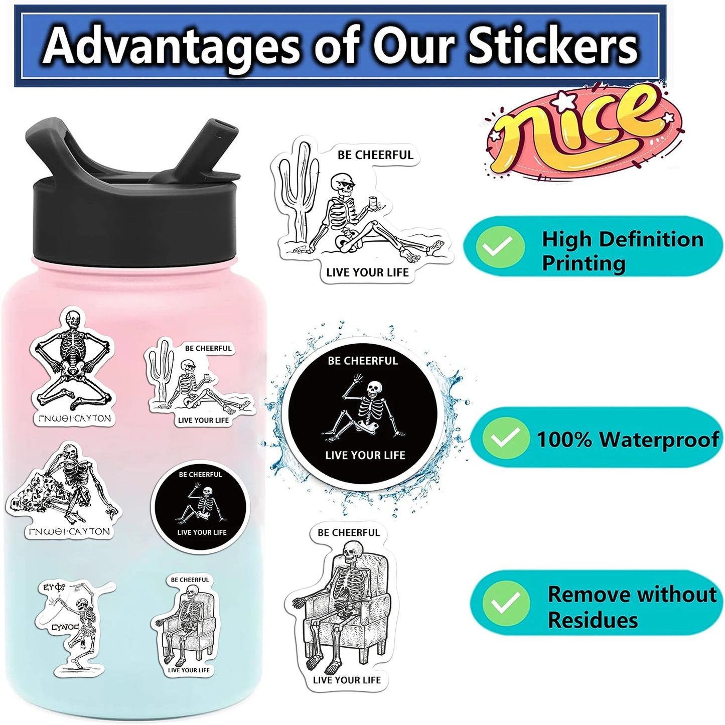 62pcs Ancient Greek Mosaic Canvas Stickers Funny Horrible Graffiti Decals Laptop Luggage Skateboard Motorcycle Scrapbook
