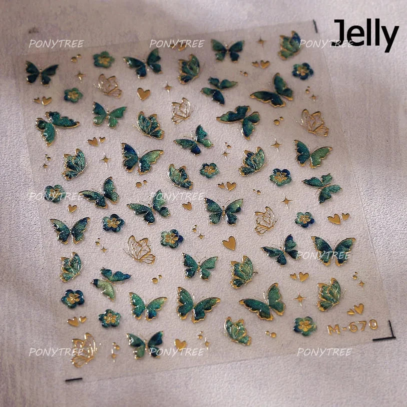 Glass Butterfly Flower Nail Art Stickers Decals