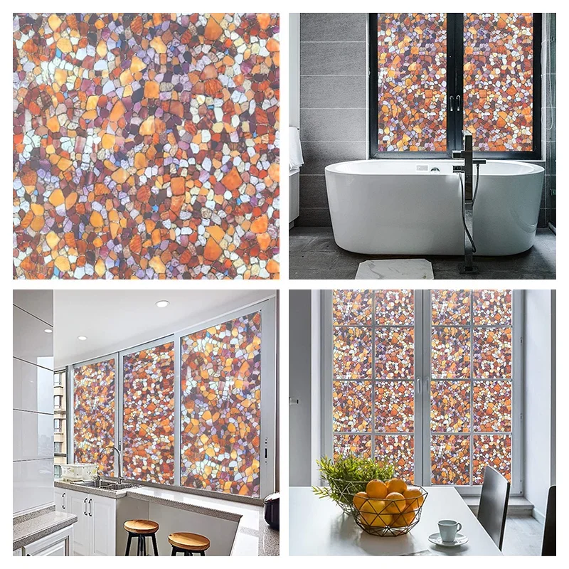 3D Decorative Flower Privacy Window Film Static Cling Stained Glass Sticker