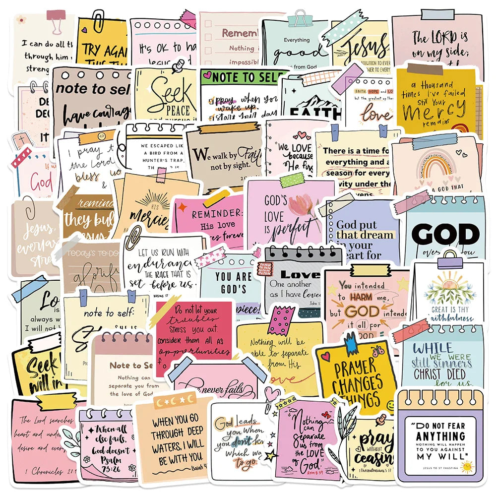50PCS Jesus Bible Christian Stickers for Journaling, Laptop, Diary, Scrapbooking