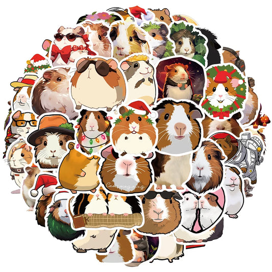 Cute Cartoon Animal Guinea Pig Stickers for Laptop, Car, Fridge, DIY Vinyl (10/30/50pcs)