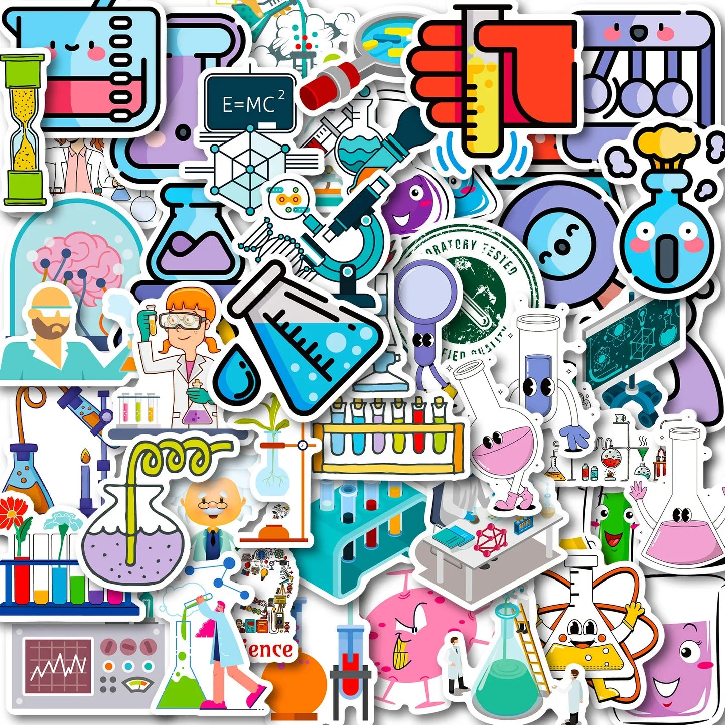 Chemistry Lab Stickers 10/25/50pcs for Teaching, Phone, Laptop, Guitar, Helmet, Luggage, Skateboard, DIY