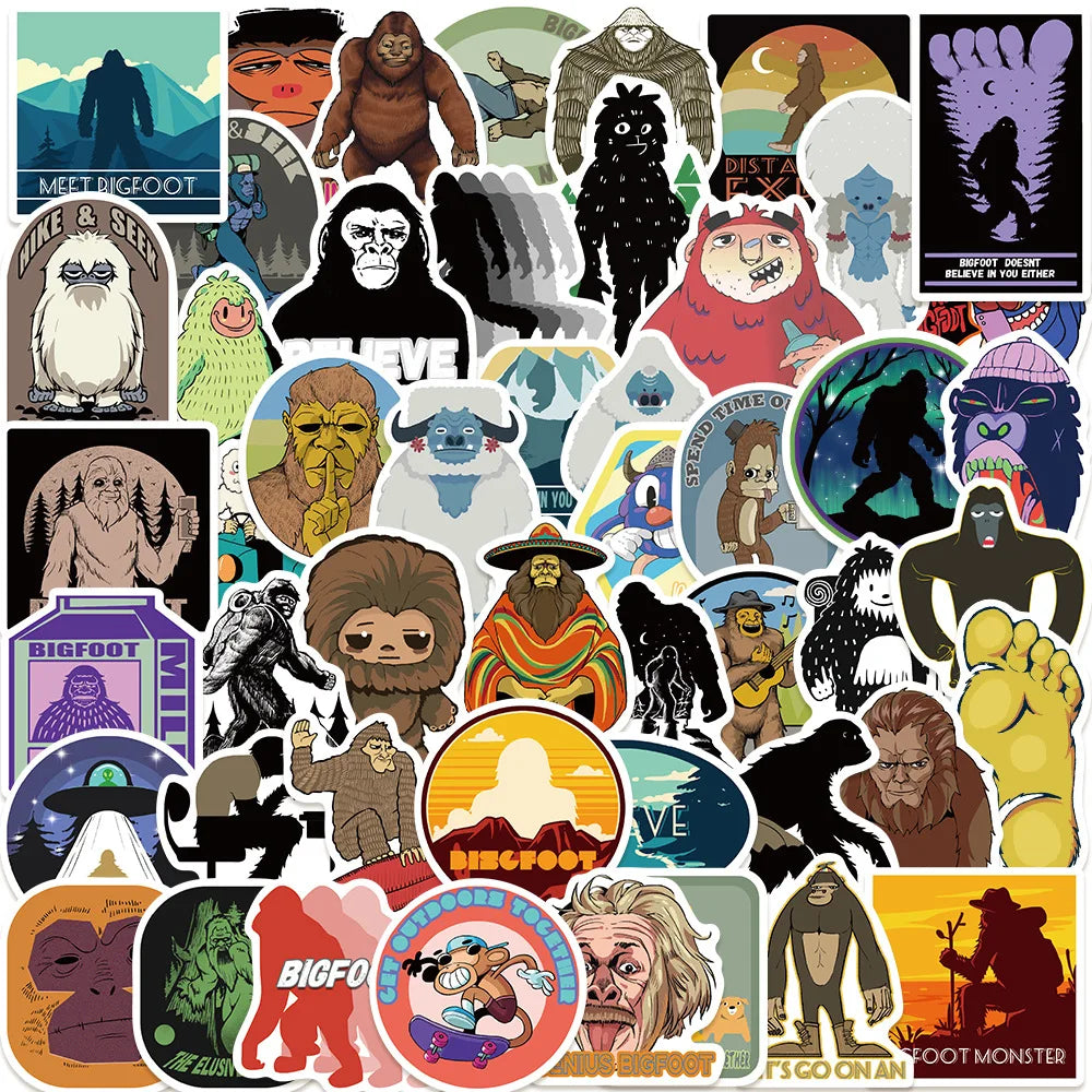 50pcs Sasquatch Monster Graffiti Stickers for Helmet, Wall, DIY Decoration