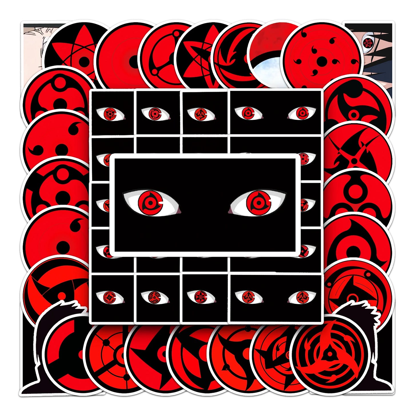 50Pcs Cartoon Eyes Waterproof Vinyl Stickers for Skateboard Snowboard Decal
