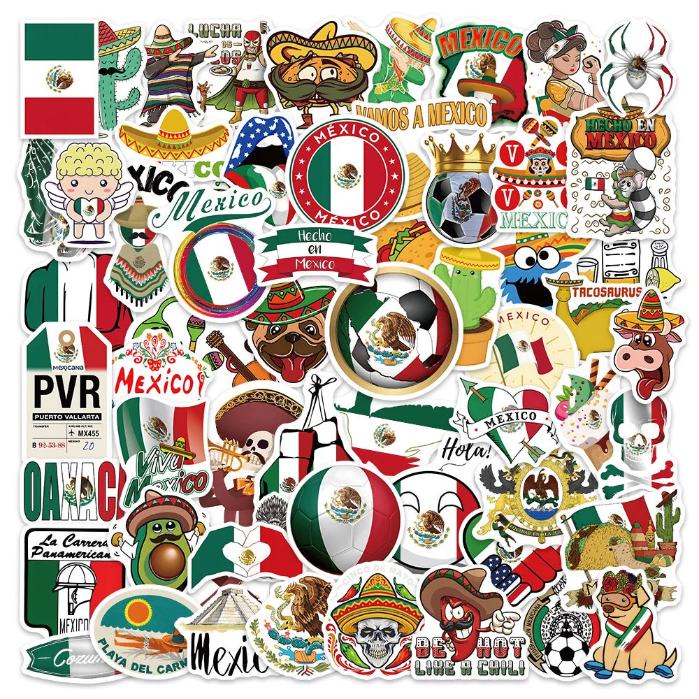60/120Pcs Wild Food Mexico Style Cartoon Lable Stickers for Car Helmet Luggage Bicycle Guitar Decal Notebook Skate Trunk