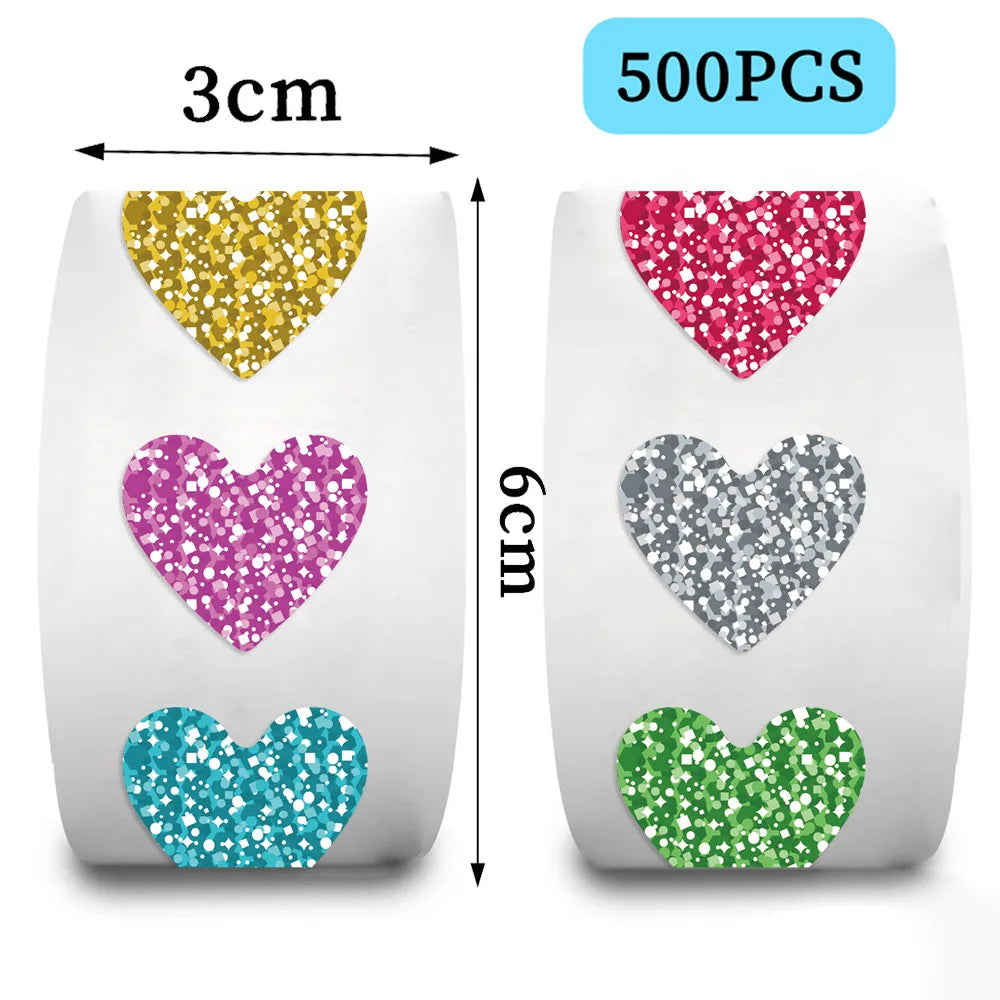 500Pcs/Roll Shiny Love Star Stickers for DIY, Notebook, Fridge, Phone, Kids Gifts, Rewards