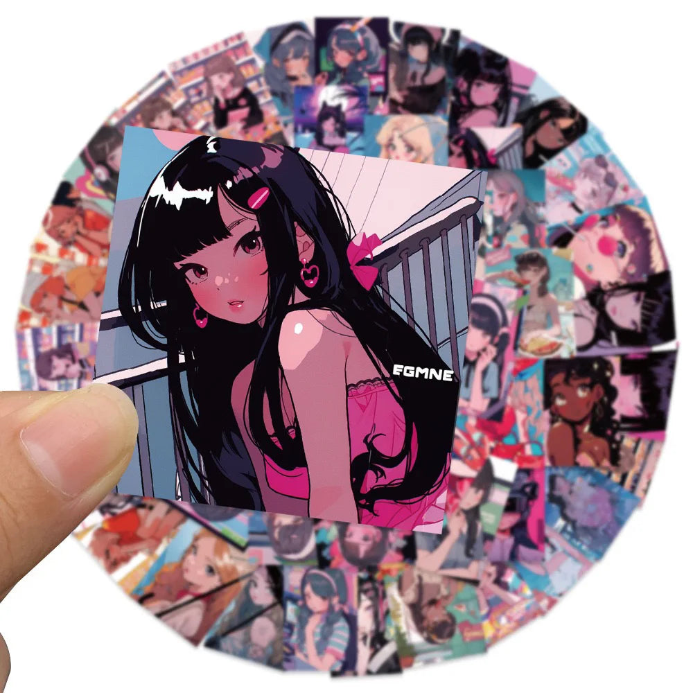 Y2K Cartoon Girl Stickers for Phone Laptop Luggage Skateboard