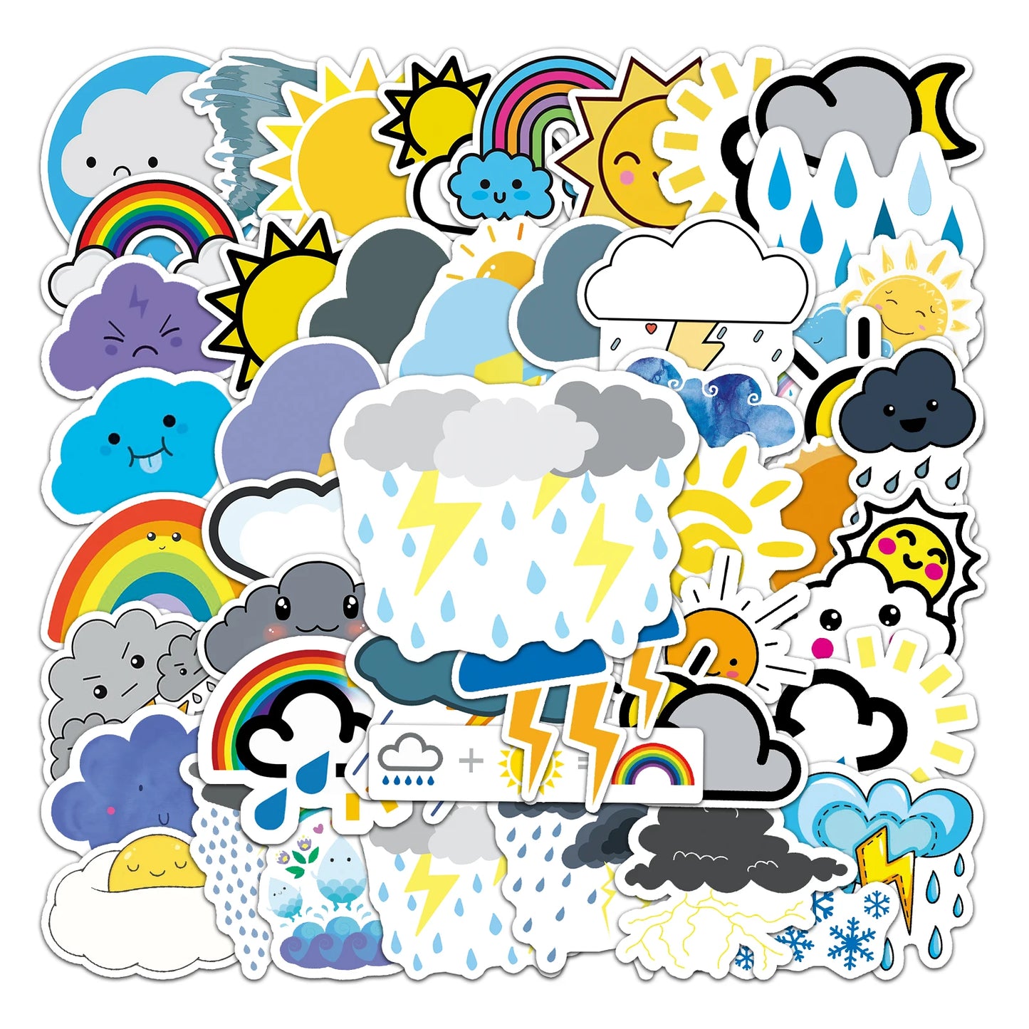 50Pcs Weather Cartoon Waterproof Vinyl Stickers for Skateboard Snowboard Decals