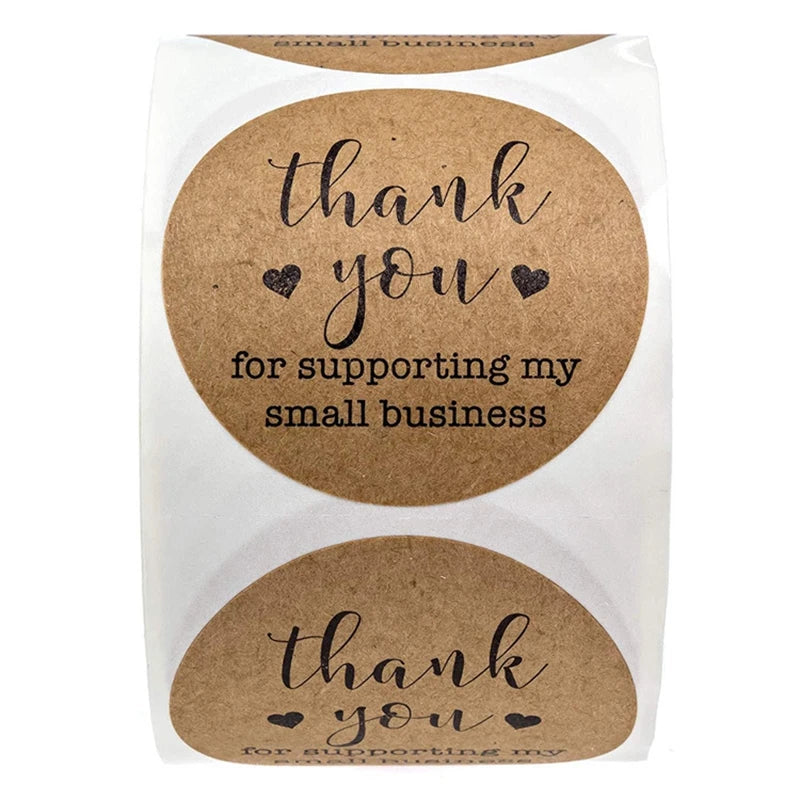 500pc/roll 1inch Thank You for Supporting My Small Business Stickers Sealing Business Stationery Sticker for Store Shopping