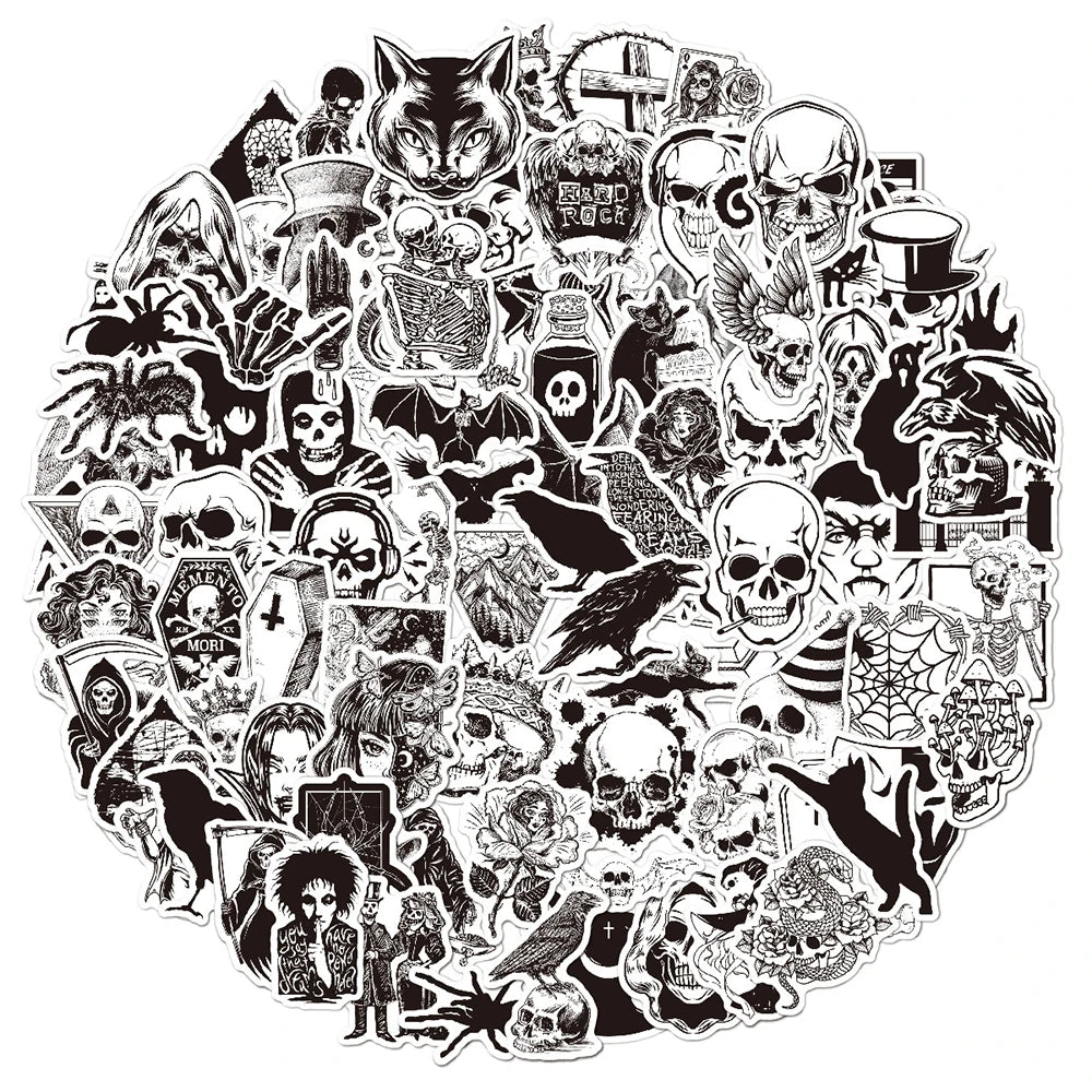 Gothic Graffiti Stickers: 10/30/50/100PCS Waterproof for Car, Motorcycle, Luggage, Guitar, Skateboard