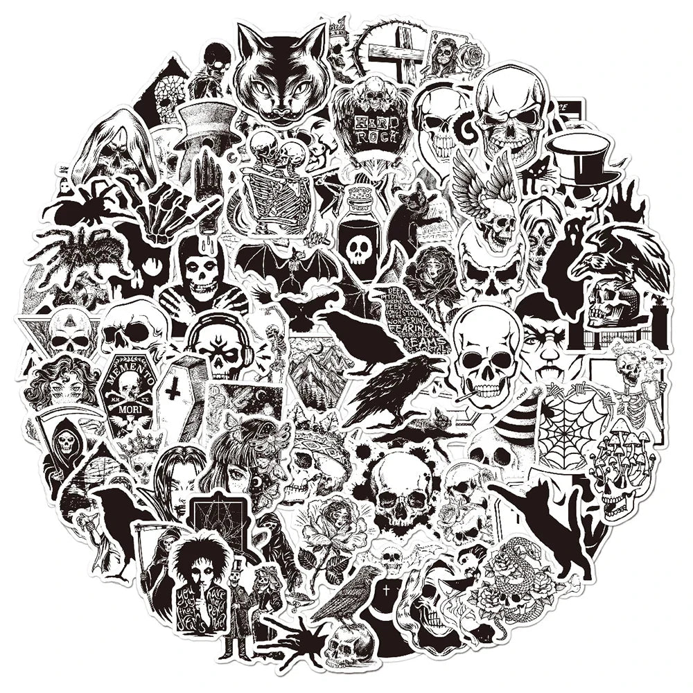 Gothic Graffiti Stickers: 10/30/50/100PCS Waterproof for Car, Motorcycle, Luggage, Guitar, Skateboard
