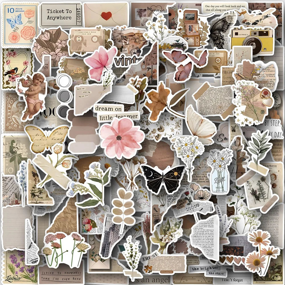 Retro Flower Butterfly Stickers: Laptop, Phone, Luggage, Scrapbook, Car Decals