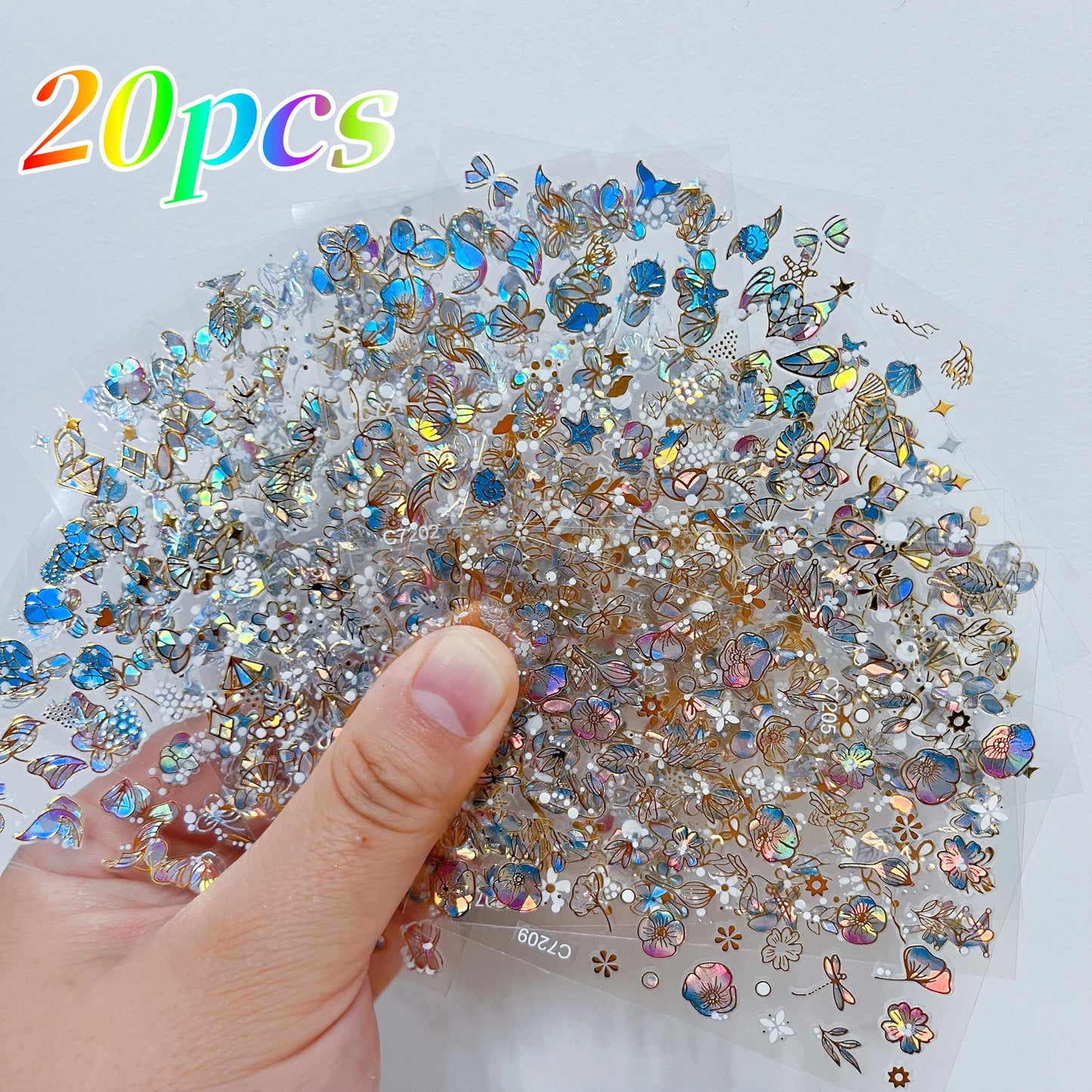 Holographic Butterfly Nail Stickers 3D Glitter Foil 20Pcs