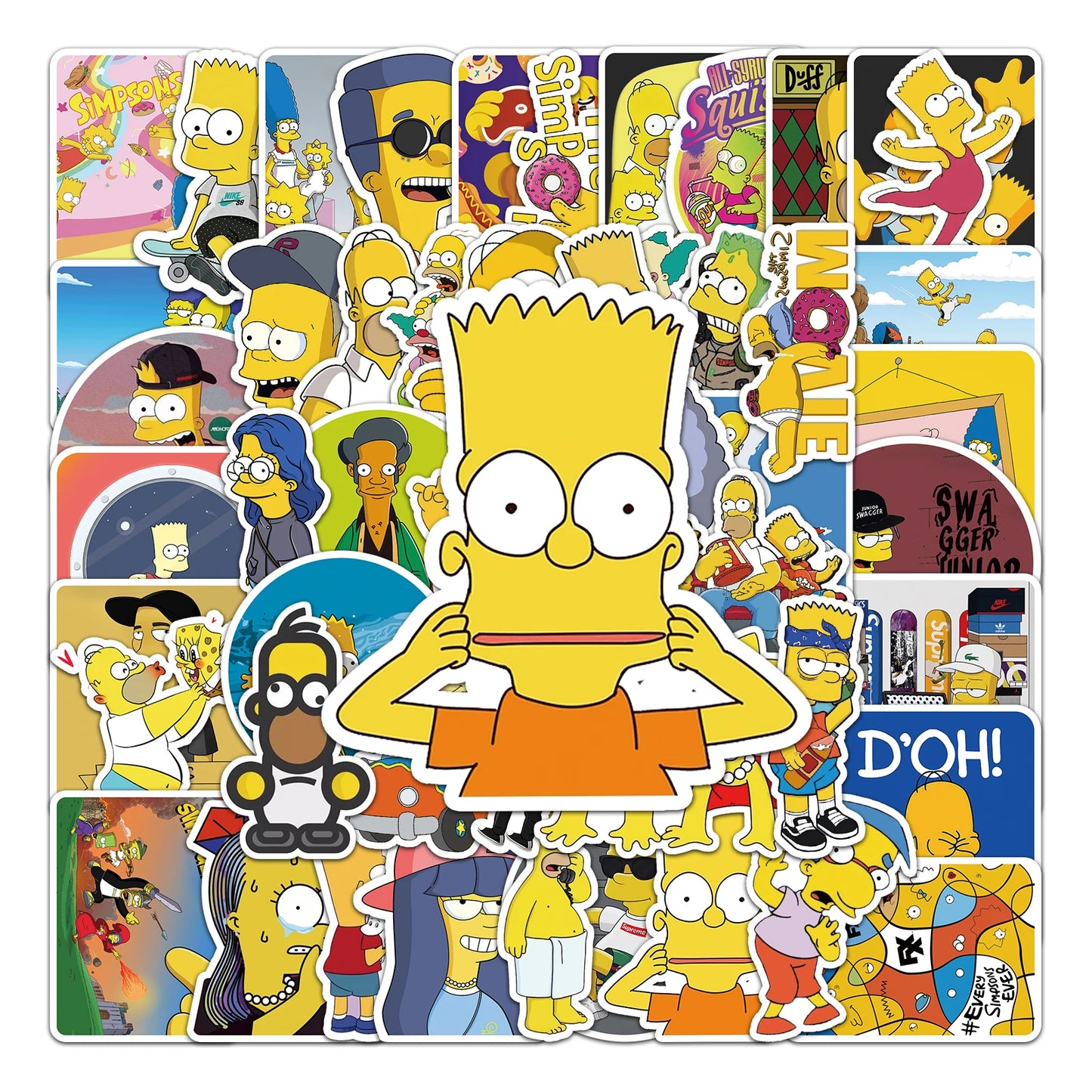 50Pcs Cute Cartoon Waterproof Vinyl Stickers for Skateboard Snowboard Decals
