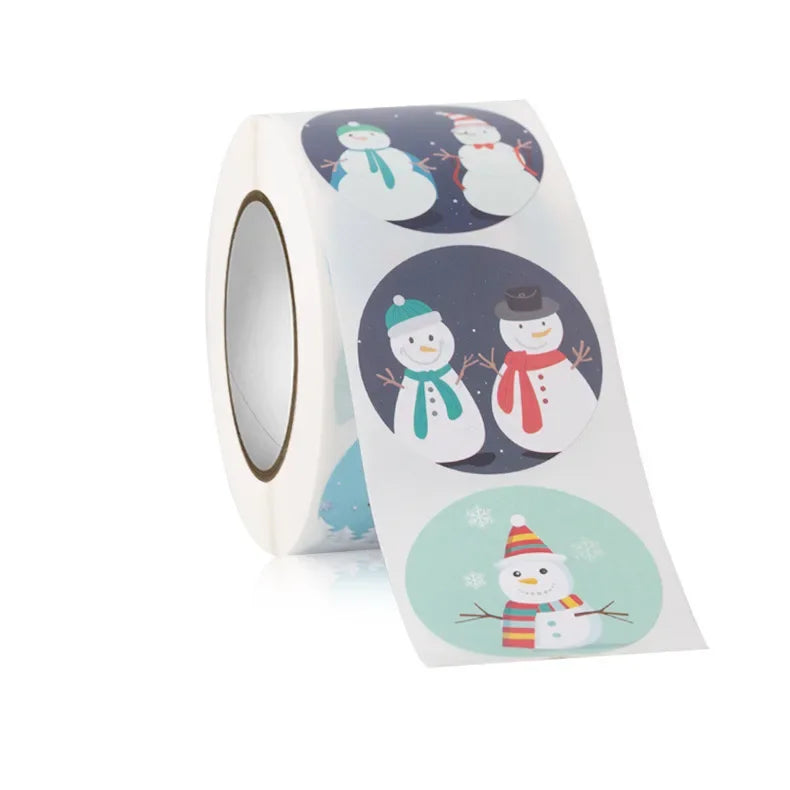 500/rolls Stickers Merry Christmas roll Self-Adhesive Label Sealing Decorative Stickers Office Stationery