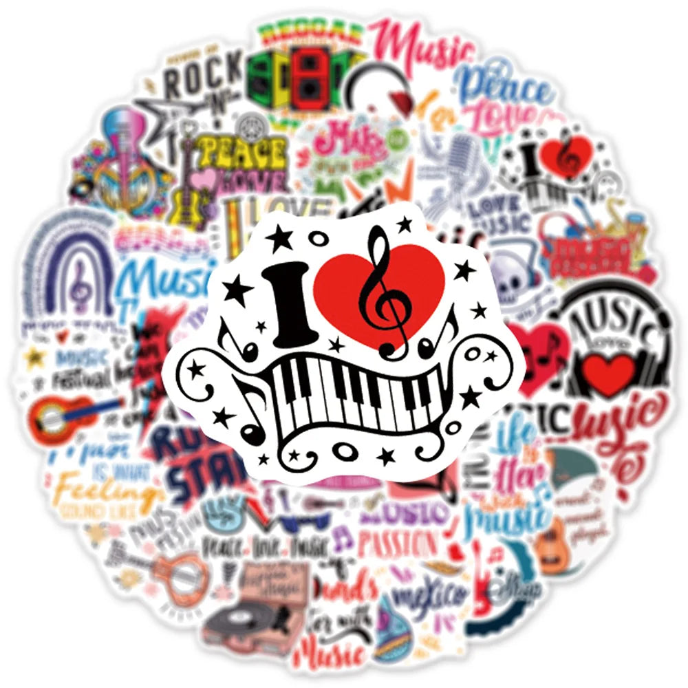 10/30/50PCS Kawaii Rock Stickers Music Retro Band Decal Skateboard Phone Laptop Luggage Bike Notebook Graffiti Sticker Kid Toy