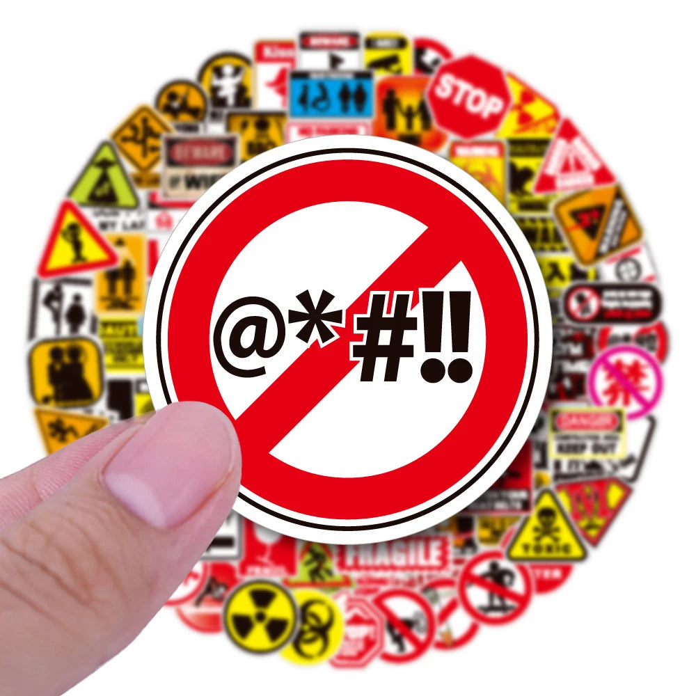 10/30/50/100pcs Funny and Serious Warning and Danger Sticker Packs