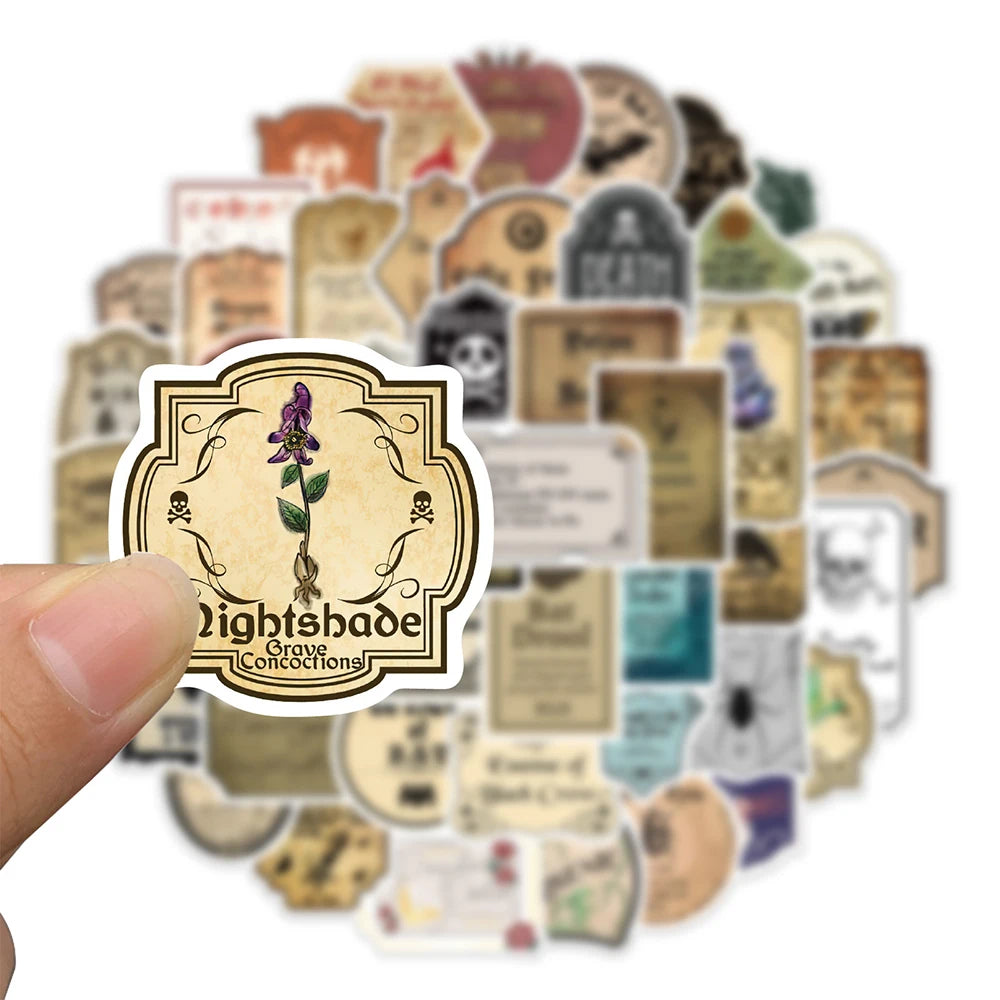 10/30/50pcs Funny Vintage Potion Label Graffiti Stickers Poster Skateboard Laptop Motorcycle Car Phone Waterproof Sticker Toy