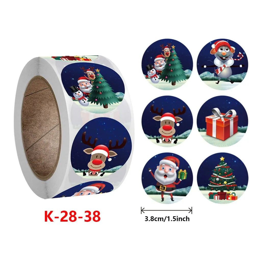 50-500Pcs Cartoon Merry Christmas Tree Label kids Stickers for Gift Package Wrapping Festival Party Baking Paper Seal Stickers