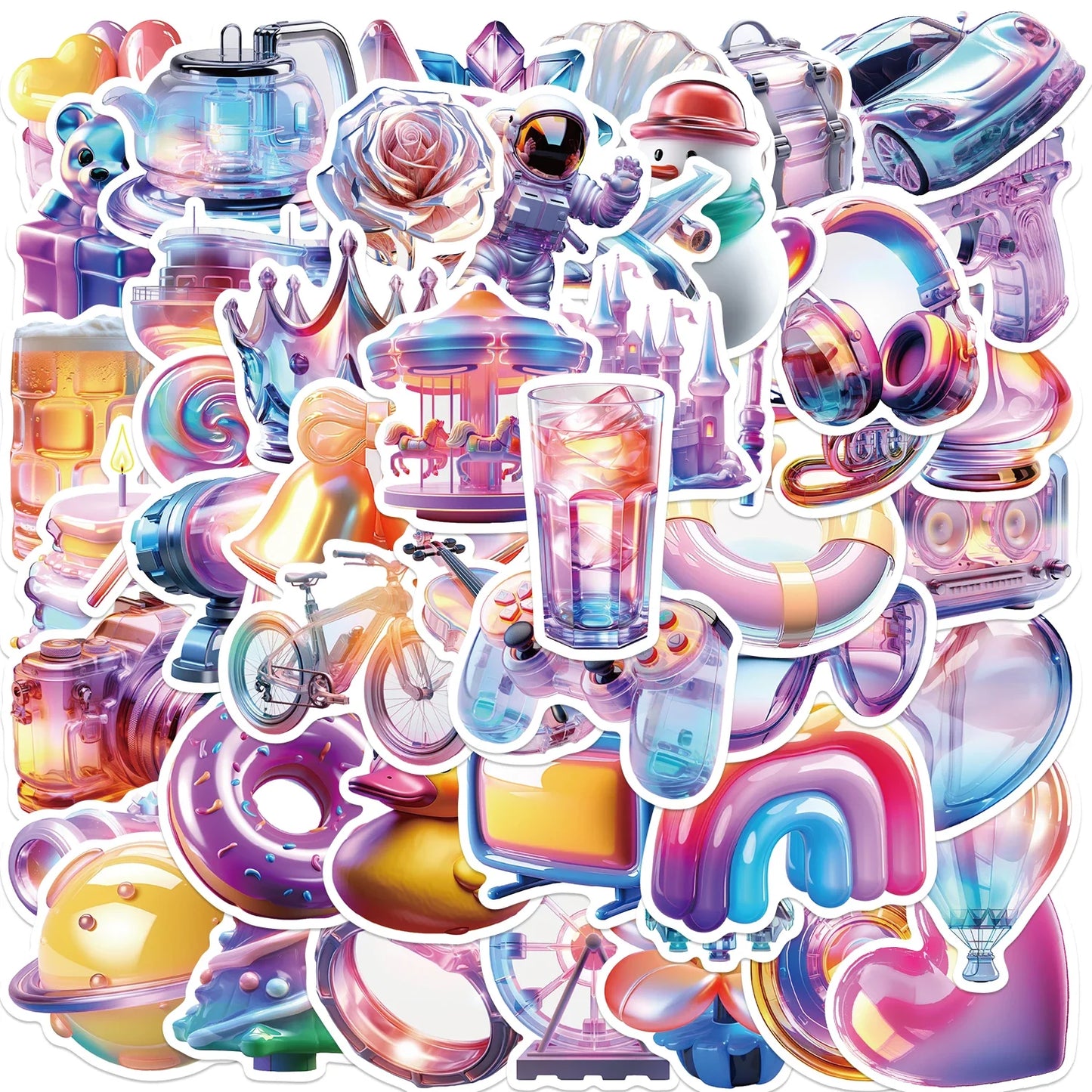 50PCS 3D Cartoon Stickers for Laptop, Luggage, Kids, DIY