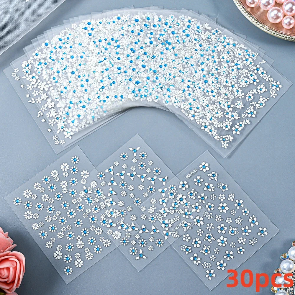 Red Gold 3D Nail Art Stickers: Flowers, Letters, Butterflies